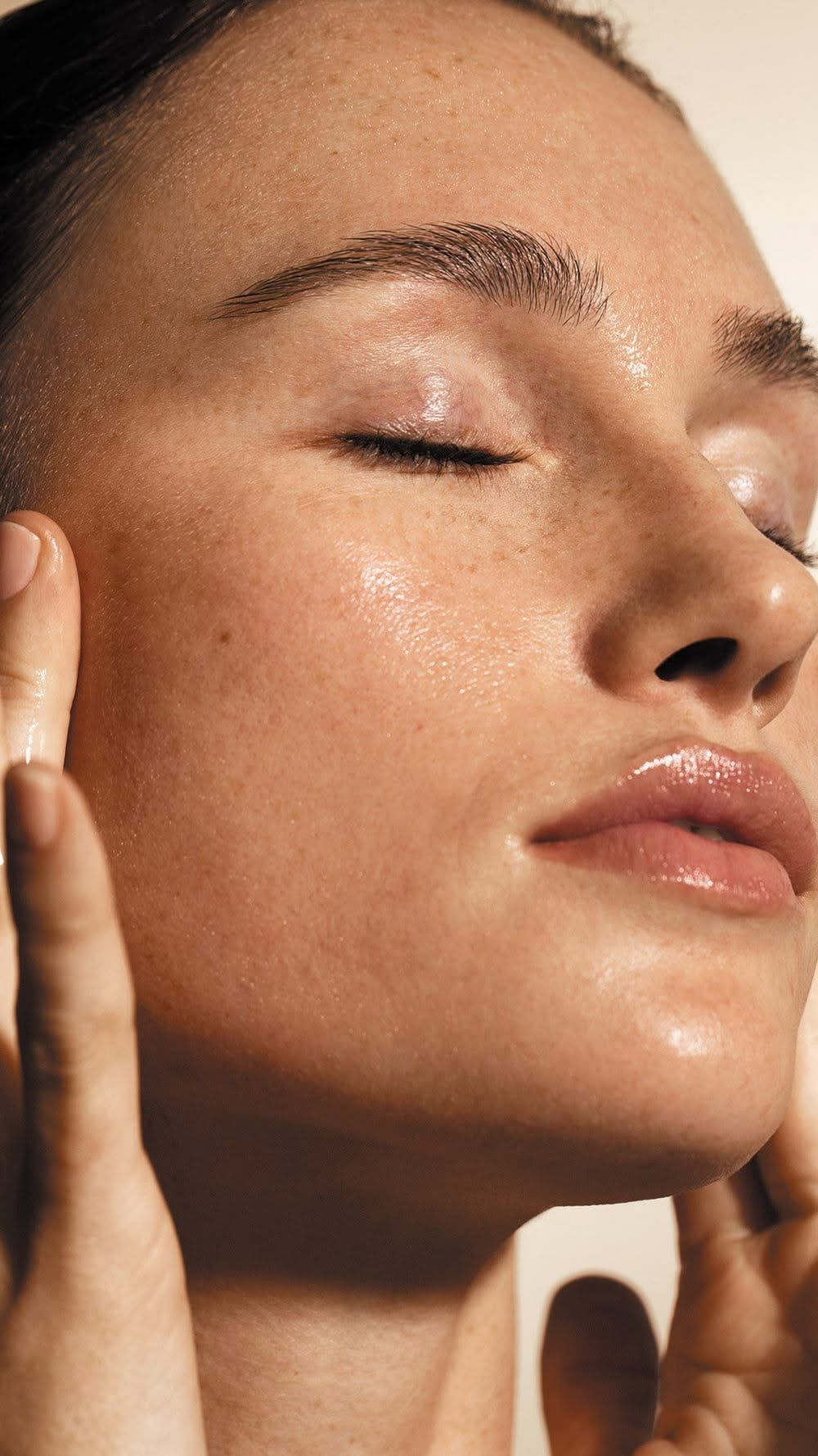 Close-up of naturally glowing skin
